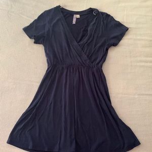 Alya navy blue wrap front mini dress